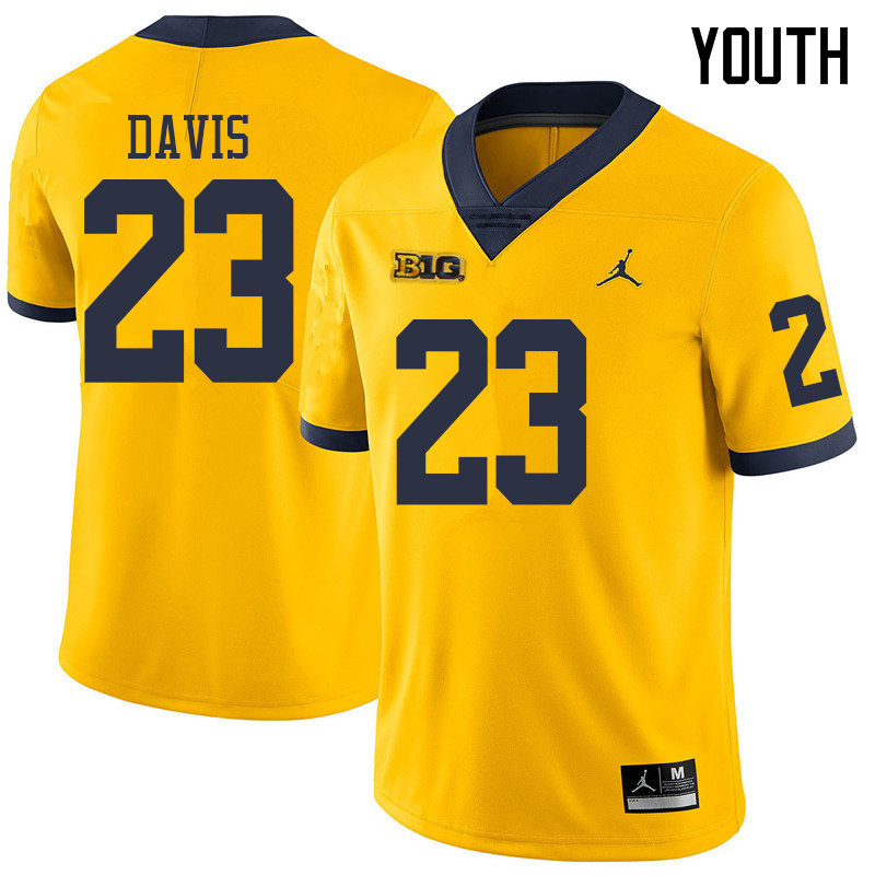 Jordan Brand Youth #23 Jared Davis Michigan Wolverines College Football Jerseys Sale-Yellow